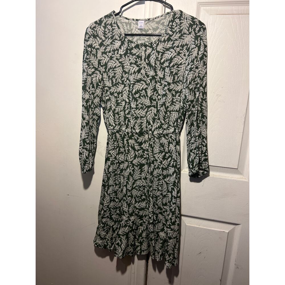 Old Navy Green Floral Print 3/4 Sleeve Dress Women's XS